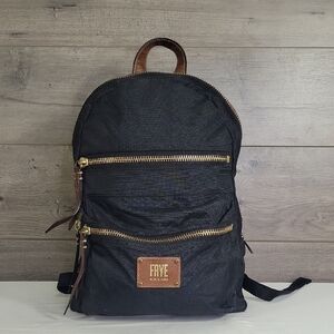 Frye Black Leather Backpack with Gold Accents Frye and Co. Dome Backpack main image 4